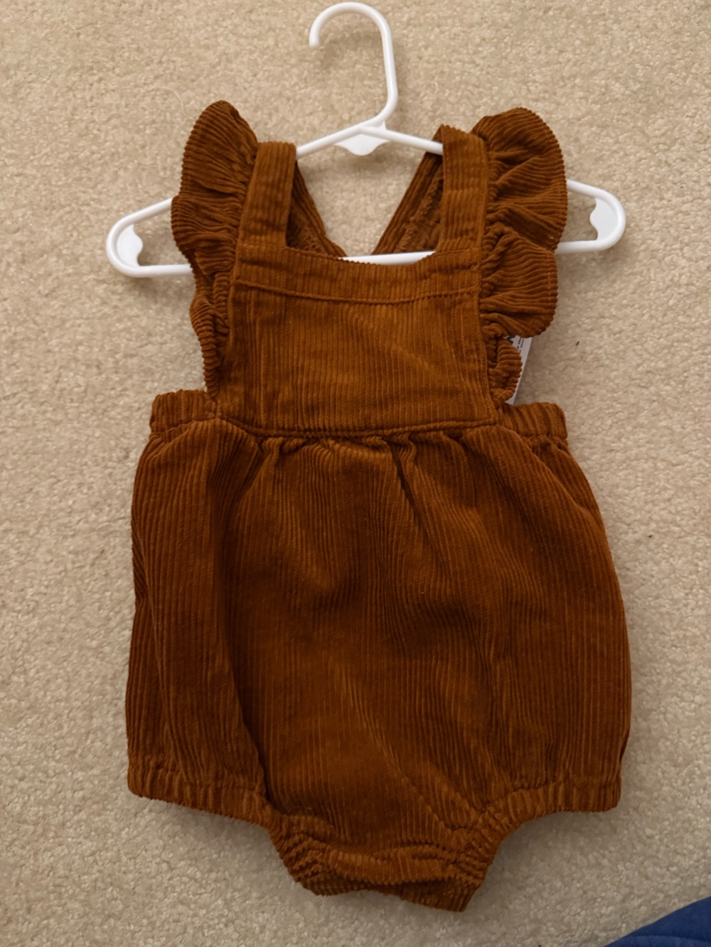 Baby Girl Corduroy Brown Overall Bubble Romper 6-12 Month NWT